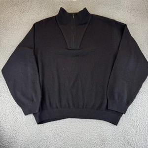 St Croix Sweater Mens Large Black Wool Blend Half Zip Pullover Made USA Classic - Picture 1 of 9