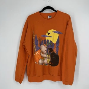Vintage Halloween sweatshirt XL pumpkin black cat 80s 90s witchy fall spiders - Picture 1 of 4