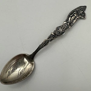Antique Sterling Silver Spoon Demi size 4" Indian Chief Niagara Falls 14g - Picture 1 of 6