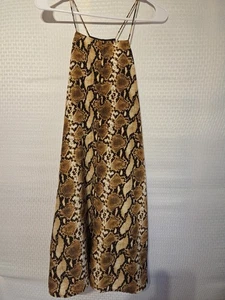Pearle 88 Damen Schlupfkleid mit großem Schlangenmuster braun schwarz Spaghettiträger gefüttert - Bild 1 von 13