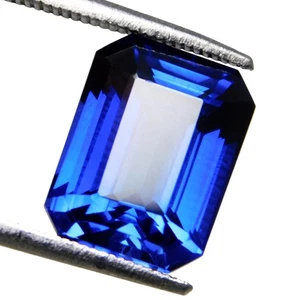 Gemma sfusa taglio smeraldo zaffiro blu naturale Ceylon certificato 10,70 ct - Foto 1 di 14