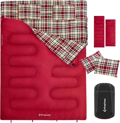 Kingcamp Baumwoll Flanell Doppelschlafsack Winter Schlafsack 2 Personen Outdoor  - Bild 1 von 4