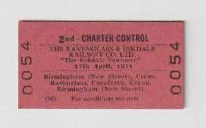 Eisenbahnticket BR Ravenglass & Eskdale Venturer Rail Tour 1971 Edmondson - Bild 1 von 1