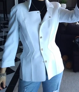 Thierry Mugler Chaqueta Blazer Blanco "Corseted" Estilo 38 Cincha A Medida - Imagen 1 de 24