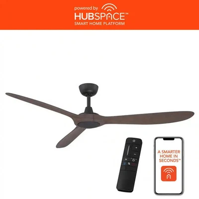Tager 60 in. Smart Indoor/Outdoor Matte Black Whiskey Barrel Blades Ceiling Fan - Image 1 of 4
