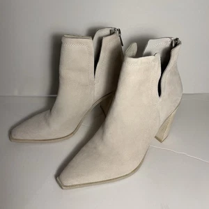 Steve Madden Cornelia Wildleder Leder Stiefeletten Beige Sand 10 Blockabsatz Western - Bild 1 von 9