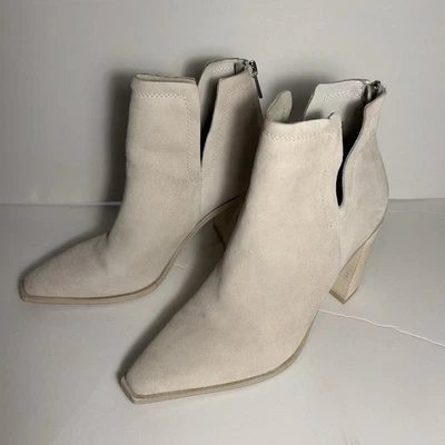 Steve Madden Cornelia Gamuza Cuero Botines Beige Arena Tacón 10 Bloque Western Foto 1 de 4