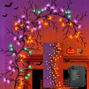 [8 Modes & Timer] 9 Ft 72 LED Halloween Garland with Lights, Orange Purple & ... - Bild 1 von 7