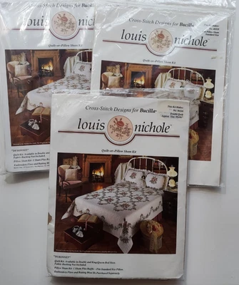Punto de cruz, Louis Nichole para Bucilla, #40328 fundas de almohada Dubonnet, edredón 40326 Foto 1 de 4