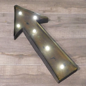 Rustic Lighted Arrow Sign Battery Operated 24x10.5 Lights Up Studio Decor - Picture 1 of 10