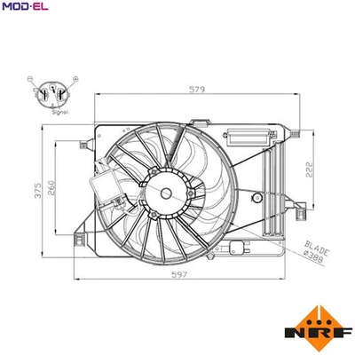 FAN ENGINE COOLING 47964 FOR T3DA/T3DB/T1DA/T1DB/NGDA/NGDB 1.6L XXDA/XXDC 1.5L - Image 1 of 4