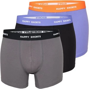 3er Pack Happy Shorts Boxershorts Pants Boxer Fun grau blau flieder - Picture 1 of 2