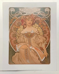 F. Champenois by Alphonse Mucha Art Nouveau lithograph reproduction print - Picture 1 of 1