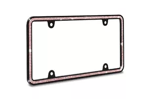 Marco de Placa de Metal Super Bling 2 Filas de Vidrio ROSA CRISTAL NEGRO Cristal - Imagen 1 de 5