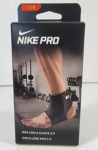 Nike Pro Ankle Sleeve 2.0 Black NMS37010 Sport Compression Sleeve Size L - Picture 1 of 9