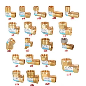 Messing Gewinde Fitting Winkel Rohrfitting Fittinge Fittings Außen Innen IG AG - Picture 1 of 24