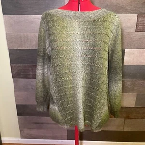 Dressbarn Marled Green Ombre Pullover Boat Neck Stretch Knit Sweater Size 1X - Picture 1 of 10