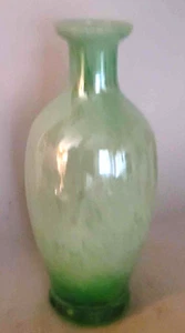MURANO Glass, white Green Swirled Vase 8” tall - Picture 1 of 3