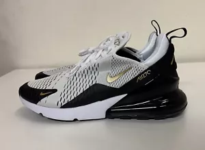 Nike Air Max 270 Mens Sz 11 White Metallic Gold Black Running Shoes AV7892-100 - Picture 1 of 13