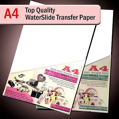 Water Slide Decals - WaterSlide Transfer Paper - A4 Inkjet - Clear or White Lot. - Image 1 of 3