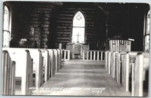 Inside Grace Lutheran Log Church McGregor MN Vintage RPPC Real Photo Postcard C1 - Picture 1 of 2