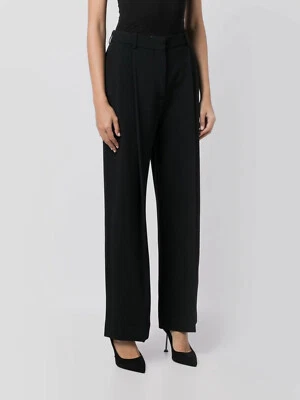 Victoria Beckham Women's Black Wide-Leg Pleated Trouser Pants Size 4 - Image 1 of 4