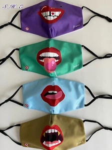Paquete de 4 mascarillas faciales reutilizables lavables cubiertas máscaras moda tela tela hombres mujeres - Imagen 1 de 3