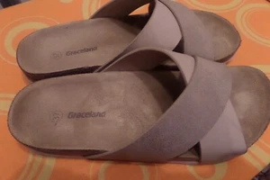 Damen Pantoletten, Gr. 37, Graceland, beige, flach - Bild 1 von 3