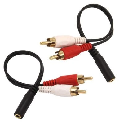 Paquete de 2 divisores de cable de audio estéreo Y de 3,5 mm hembra a 2 RCA macho para TV computadora Foto 1 de 4