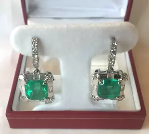 Zertifiziert AAAA 10,37ct natürliche kolumbianische Smaragde & Diamanten hängende Ohrringe 18K - Bild 1 von 19