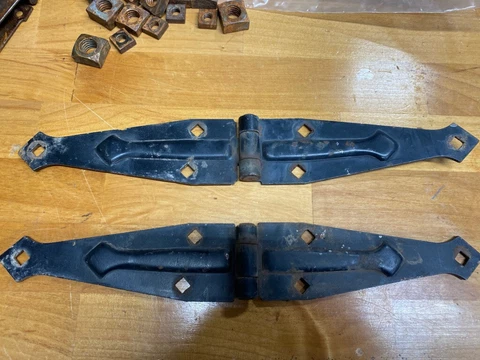 2 Rusty Crusty 12" GATE HINGE Vintage Repair Antique Restoration Barn Shed Gate Cover
