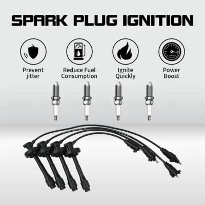 671-4169 4X Spark Plug & Wire for 1998 1999 Toyota Corolla Chevrolet Chevy Prizm - Image 1 of 4
