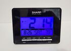 Sharp ATOMIC Alarm Clock Daily BATTERY RUN Backlit Indoor Temp Calendar SPC932
