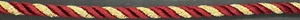 1/4" Burgundy Metallic Gold Striped Cord Rope Fabric Trim 6 Yards - Picture 1 of 1