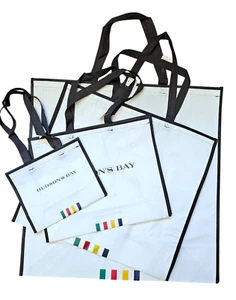 NEW 4 Hudson's Bay HBC Stripes Multistripe Logo Reusable Shopping Bag S, M, L,XL - Picture 1 of 6