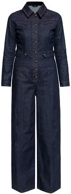 Queen Kerosin "BLANKO WESTERN" Langarm DENIM Marlene OVERALL Jumpsuit Rockabilly - Bild 1 von 4