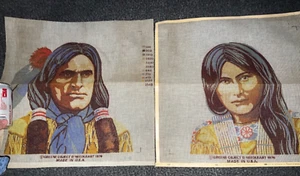 Vintage Eric Greene & Co INDISCHE Mann & Frau Nadelspitze LEINWAND 17 3/4 x 17 3/4 - Bild 1 von 9