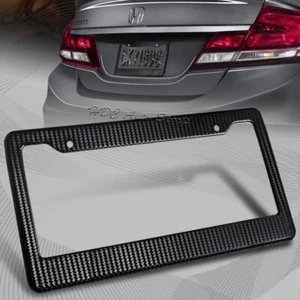 1 x JDM Black Carbon Fiber Look License Plate Frame Cover Front Or Rear US Size - Bild 1 von 4