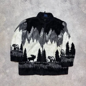 Vintage Sherpa Animal Overprint Polar Fleece Jacket Size S-M - Picture 1 of 4