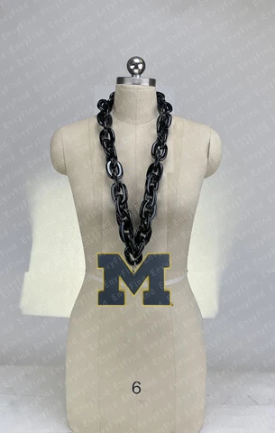 New U of Michigan Wolverines Jumbo Black Big Fan Chain Necklace Foam MI USA Cover