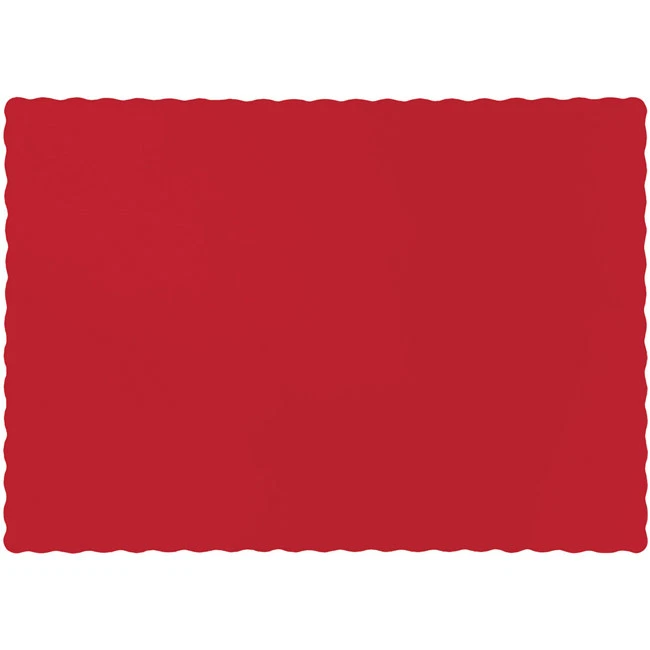 Red Paper Placemats 50 Per Pack 9.5" x 13.5" Tableware Decorations Supplies - Image 1 of 1