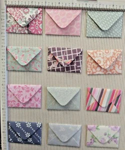 12 Handmade MINI ENVELOPES 7cm x 5cm MATCHING INSERTS "Painted Blooms" - Picture 1 of 4