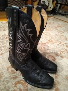 ARIAT LEGEND BLACK DEERTAN LEATHER SQUARE TOE COWBOY BOOTS #35705 MEN'S 10.5D - Picture 1 of 12