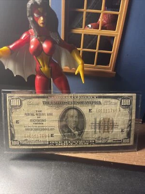 $100 1929 Richmond Virginia VA National Currency Bank Note Bill! Federal Reserve - Image 1 of 4