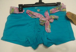 Girls Route 66 Aqua Blue Shorts with Scarf Belt Size 16 - Picture 1 of 2
