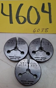 Medidores de anillo de rosca 1/4"-20UNC, 3 piezas. Herramientas para taller de máquinas Go/No Go Hanson-Whitney - Imagen 1 de 8
