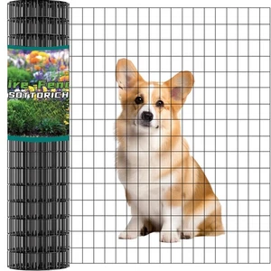 Recinzione a Filo 24in x 50ft, 2X 3 16GA, Recinzione da Giardino Rivestita in PVC Nero per Giardino Gar... - Foto 1 di 9