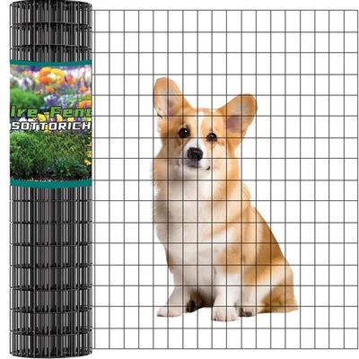 Recinzione a Filo 24in x 50ft, 2X 3 16GA, Recinzione da Giardino Rivestita in PVC Nero per Giardino Gar... - Immagine 1 di 4