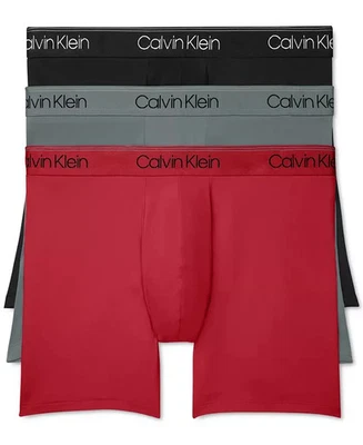 Calzoncillos boxer CALVIN KLEIN para hombre grandes rojos negros grises paquete de 3 microfibra ajuste clásico Foto 1 de 4