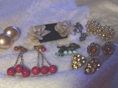 Lote De 8 Pendientes Vintage - Clip En Y Tornillo Trasero, 1 Coro Firmado Foto 1 de 4